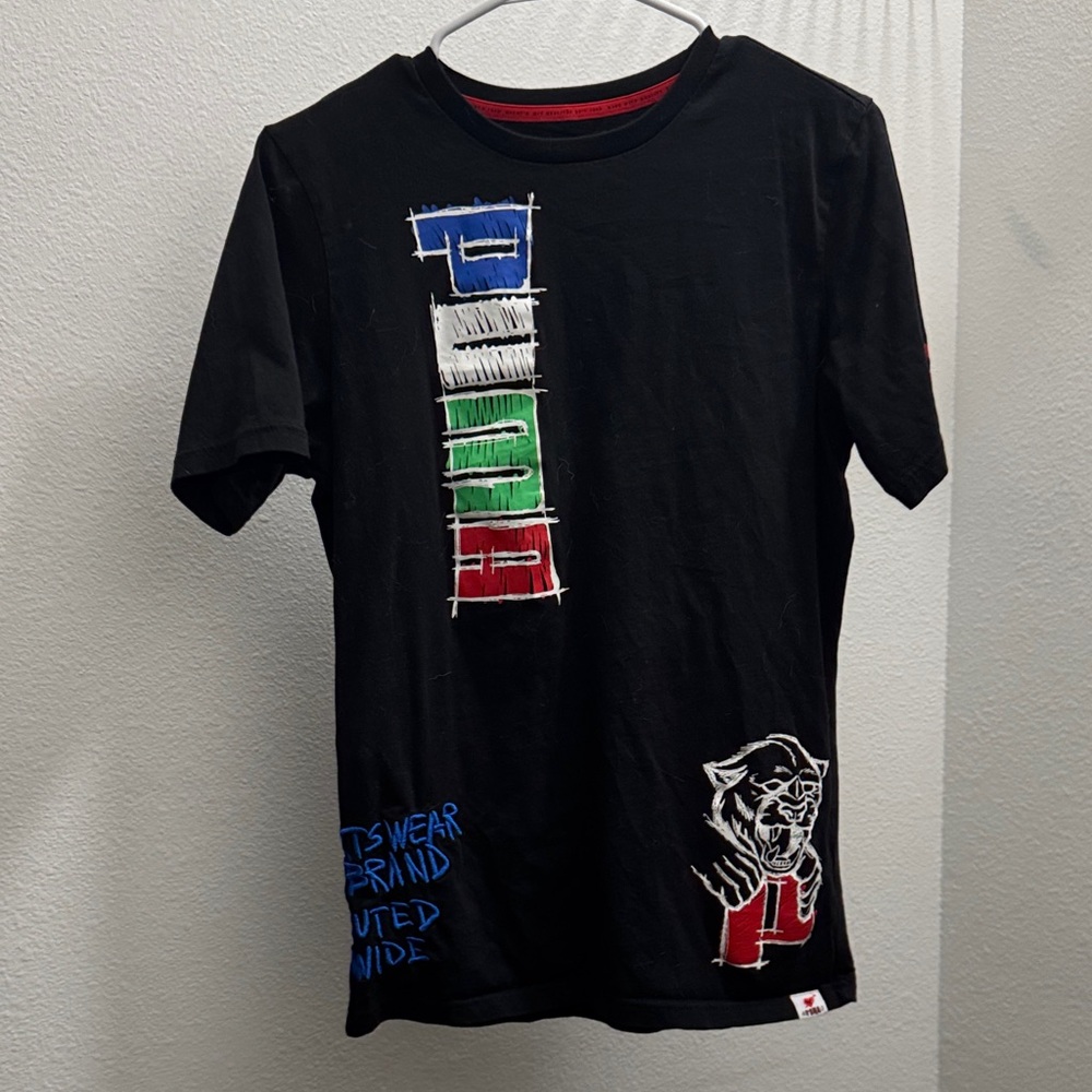 Puma Black Kids T-Shirt with Colorful Graphics